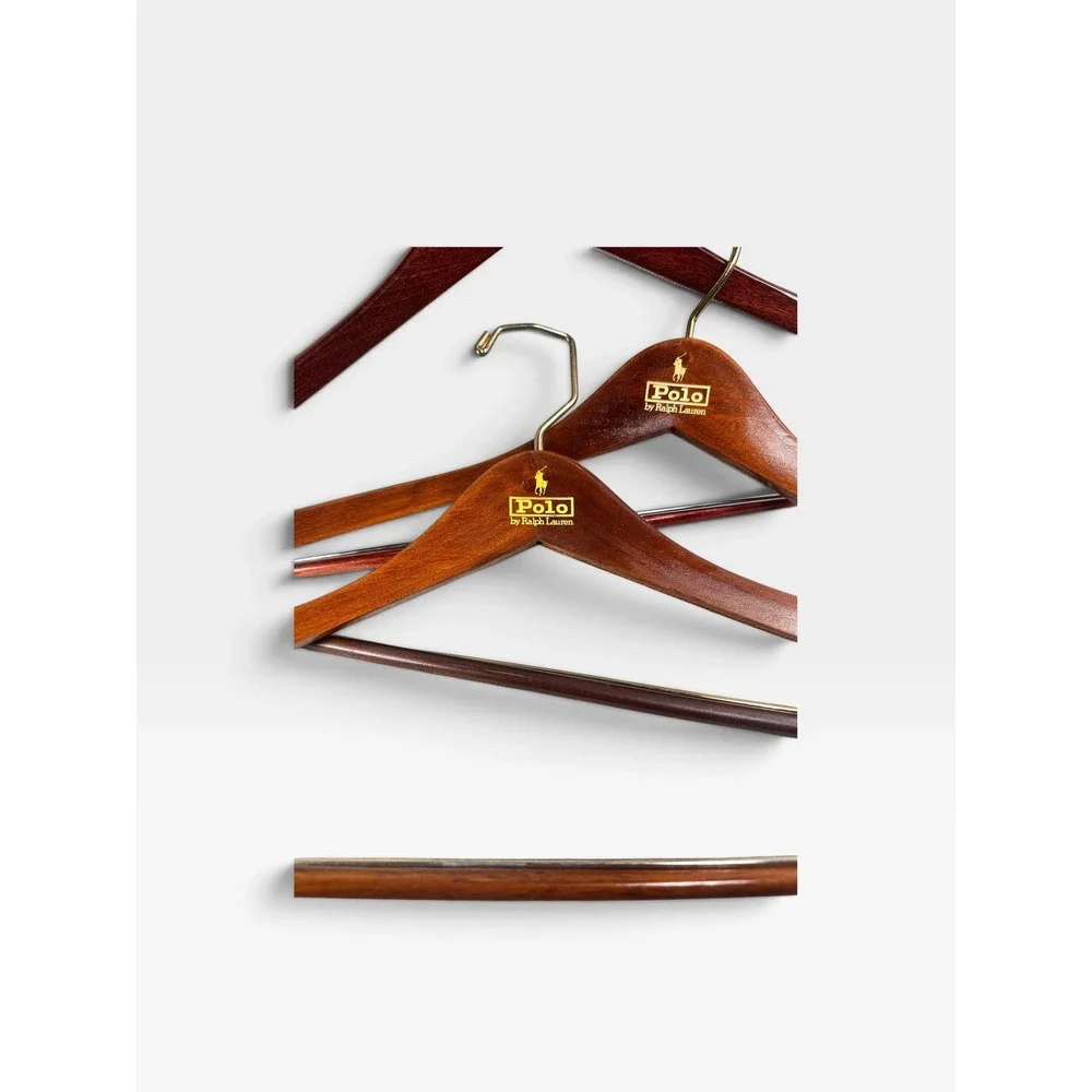 Vintage Polo Ralph Lauren Wood Hangers Lot 4 – 3 Pants 1 Shirt Store Display